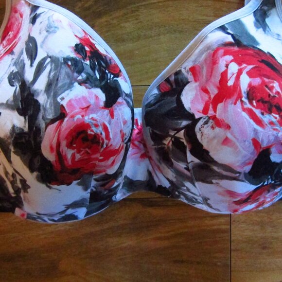 CACIQUE Floral Print Lightly Lined Balconette Underwire Bra Size 42F - Picture 2 of 7